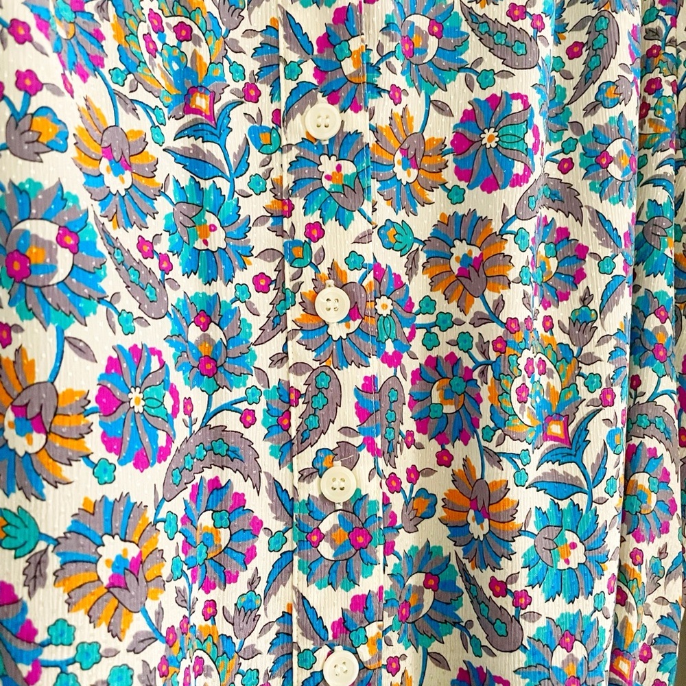 vintage • Schrader Sport long sleeve floral 1970s 1980s shirt dress • 16W - Picture 8 of 8